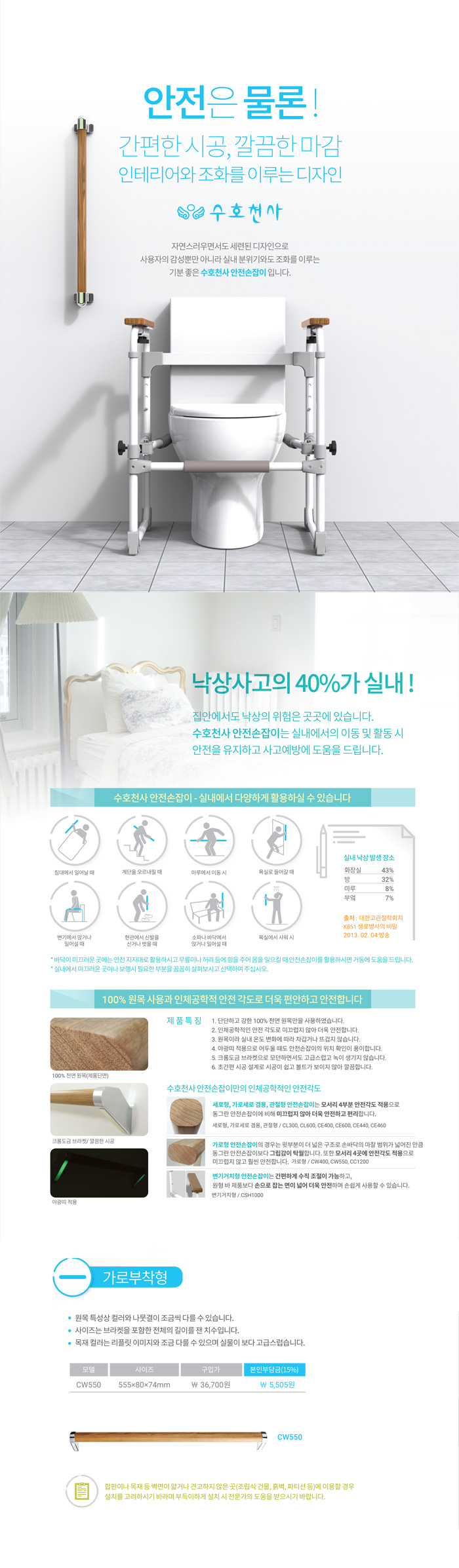 세비앙 안전손잡이 CW550(가로형)